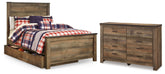 Diamond Furniture - Ashley Furniture - Trinell Full Panel Bed with Storage and Dresser - Full Panel Bed with Storage and Dresser - B446B93
